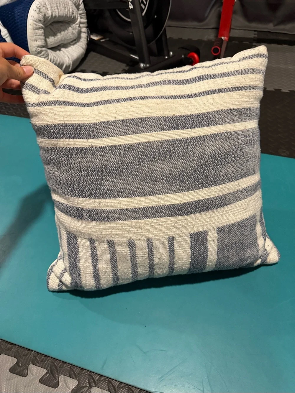 Mainstays Navy and White Striped Textured Accent Pillow